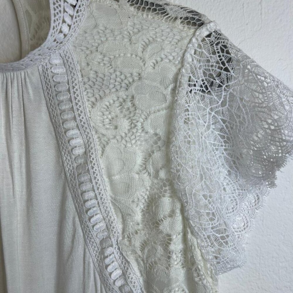 Ivory Lace Detail Blouse by Cable & Gauge Size XL - Picture 4 of 6